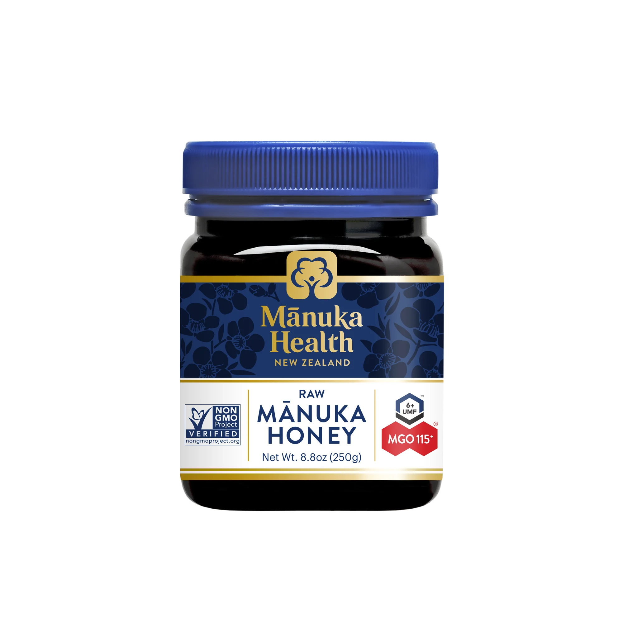 Manuka-Honey---MGO115-UMF6-250g---USA-Non-GMO---Front-v1-(1)