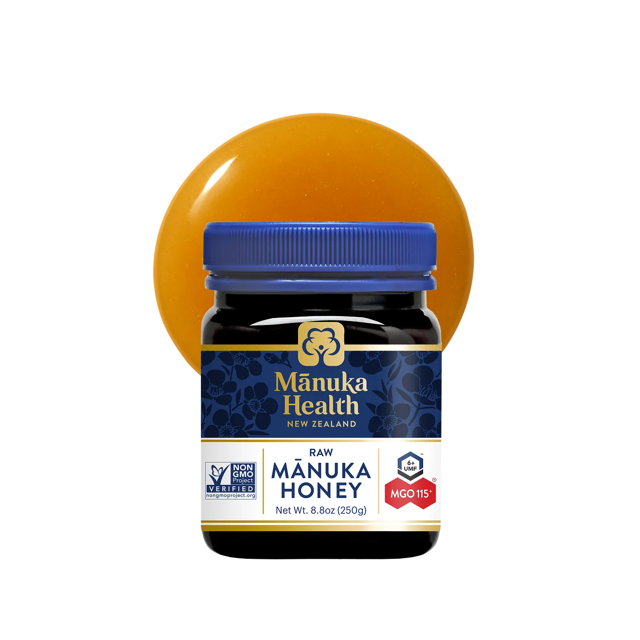 NEW Manuka-Honey---MGO115-UMF6-250g---USA-Non-GMO---Front-v1-(1)