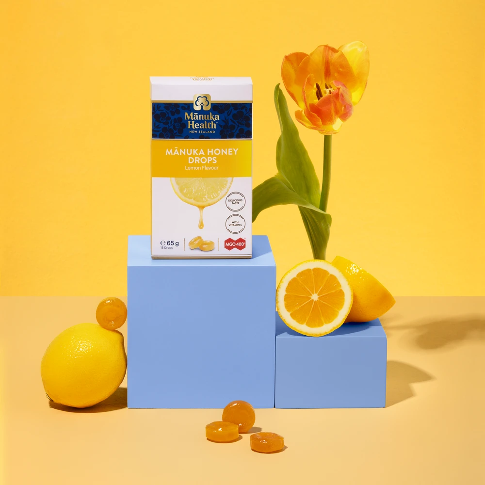 Lemon Classic Drops on Yellow Background