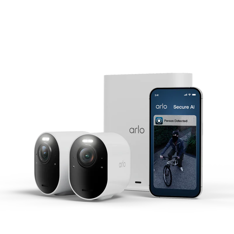 Arlo Ultra 3 4K övervakningskamera 2-pack / Trådlös med batteri / 4K / AI-detektering / 12x zoom / 180° synsfält