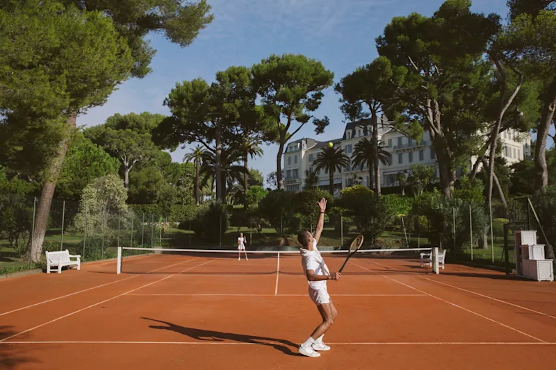 Clay tennis courts in the pine gardens