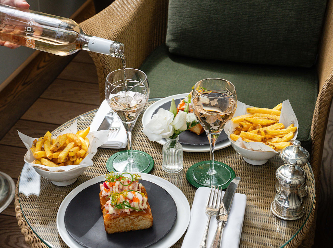 Rosé and Lobster Roll - The Garden Room Terrace