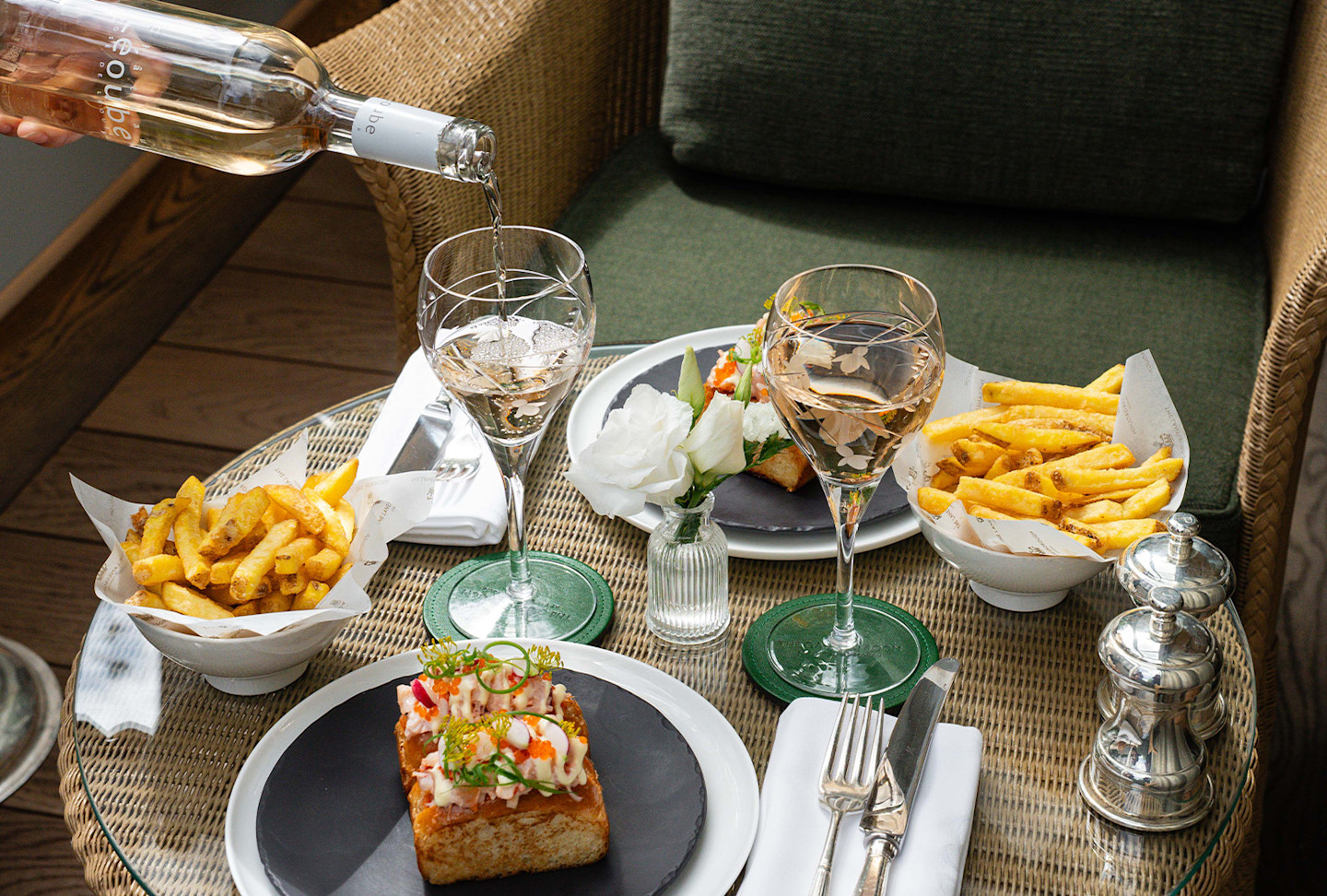 Rosé and Lobster Roll - The Garden Room Terrace