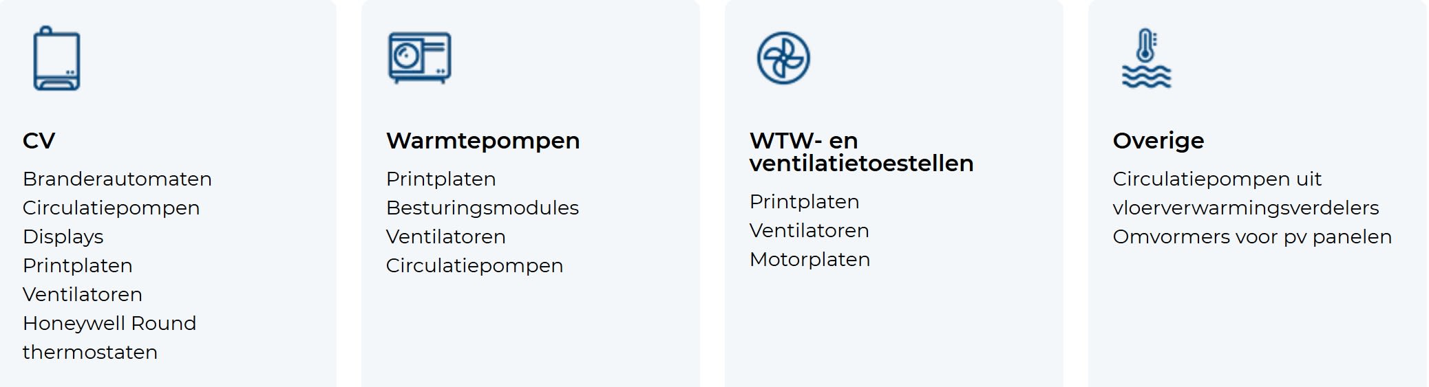Veel gebruikte onderdelen zijn geschikt voor revisie. Lever ze in en voorkom dat bruikbare onderdelen onnodig verloren gaan.
Hieronder zie je per categorie welke onderdelen je kunt inleveren.