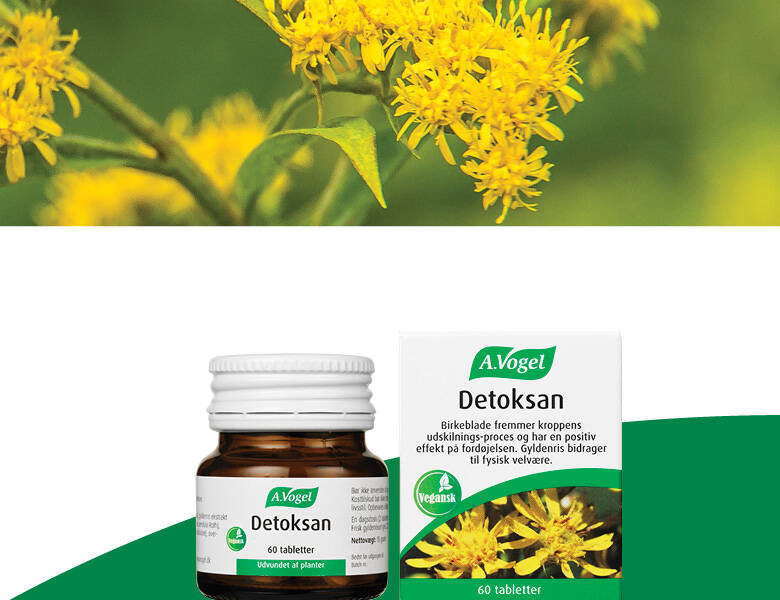 Her ses et A.Vogel produkt med nogle gule blomster. 