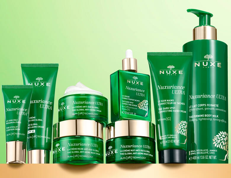 Her ses en masse grønne produkter på en lysegrøn baggrund. 