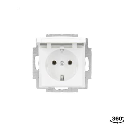 SCHUKO® socket outlet insert with hinged cover, complete, future® linear, studio white