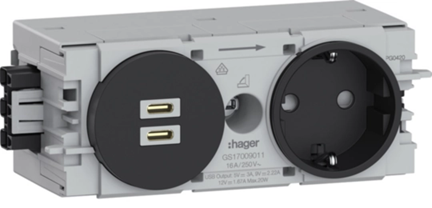Socket 1-gang w/USB-Charger C + C PD 20W Winsta c-profile graphite black