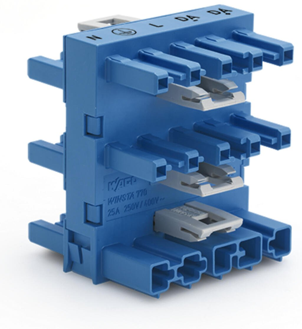5-way distribution connector; 5-pole; Cod. I; 1 input; 5 outputs; blue