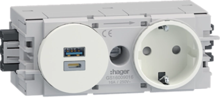 Socket 1-gang w/USB-Charger A+C 15W Wago Winsta c-profile traffic white