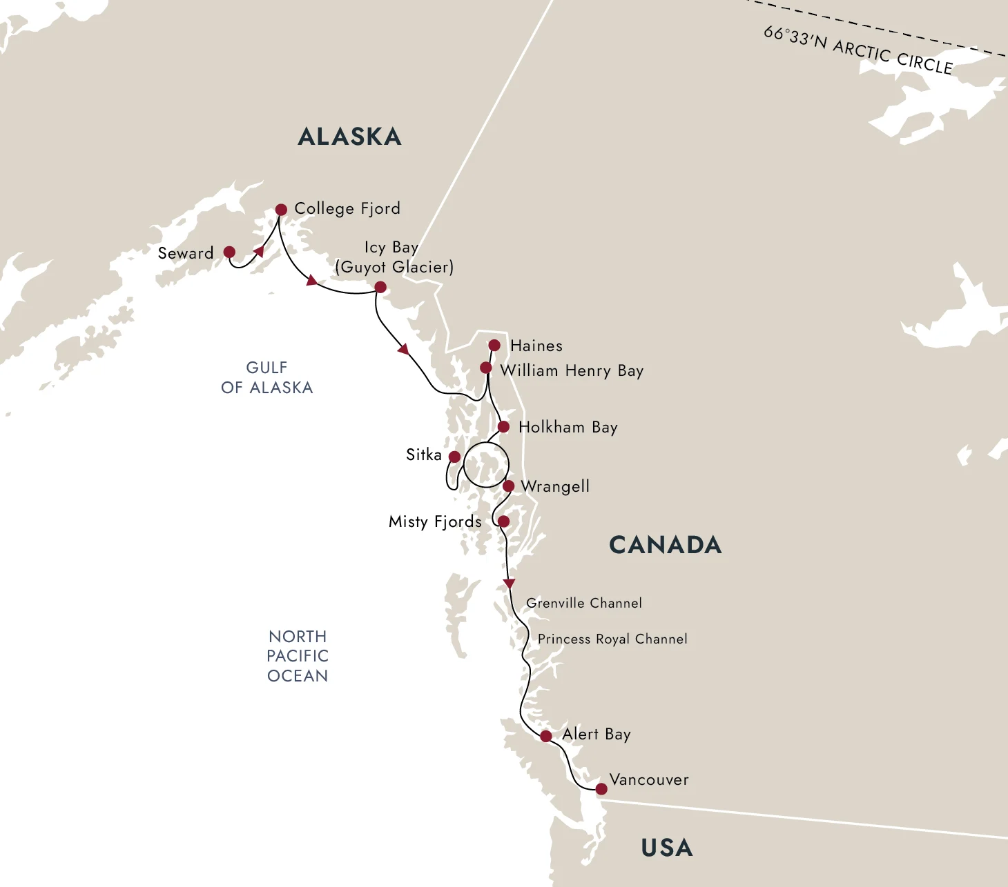 A map of the destination route