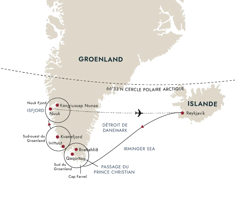 Carte de l'itinéraire de destination