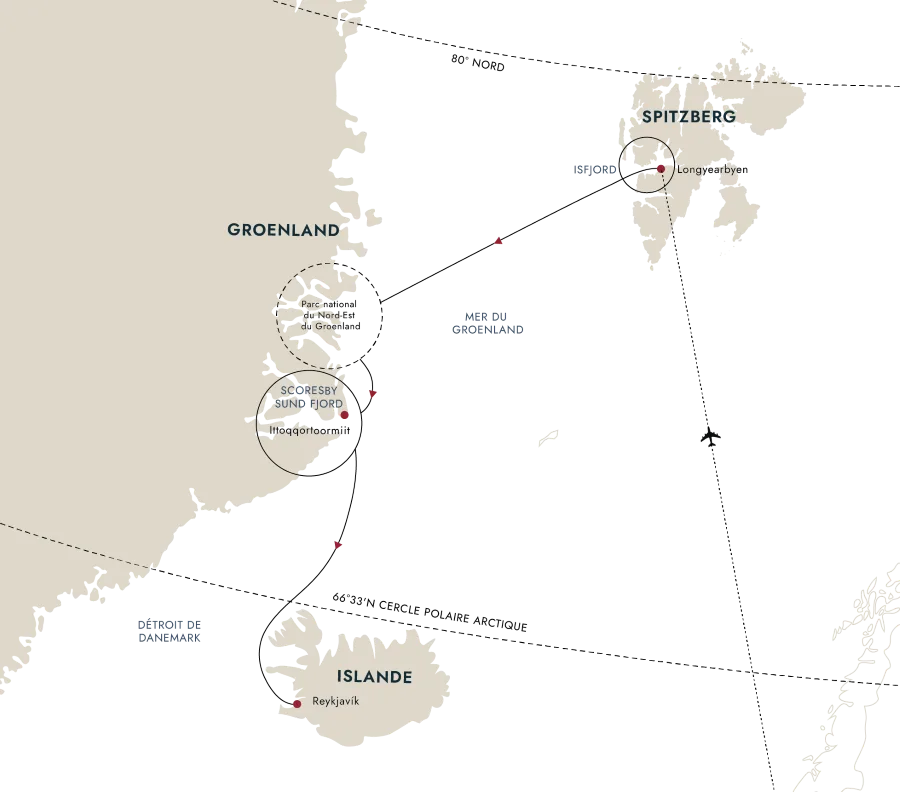 Carte de l'itinéraire de destination