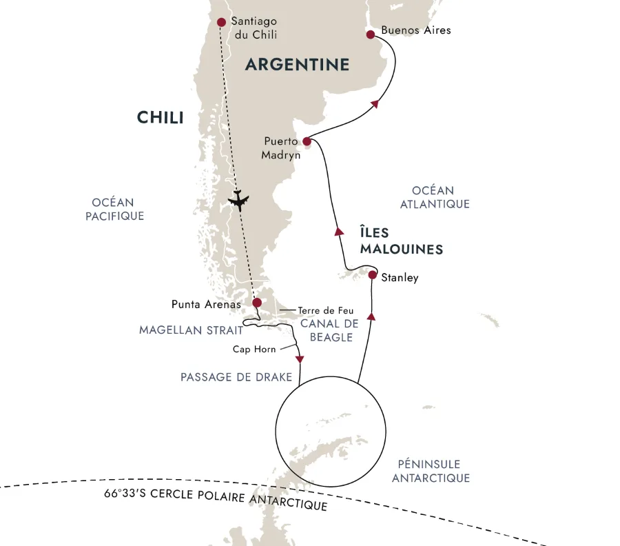 Carte de l'itinéraire de destination