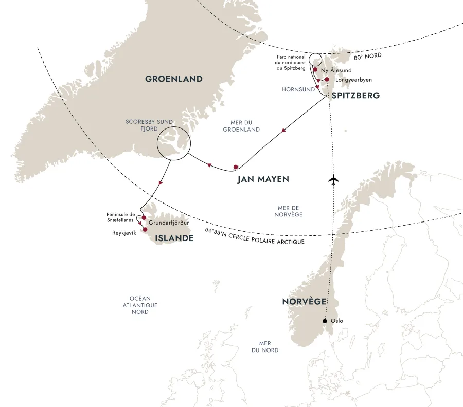 Carte de l'itinéraire de destination