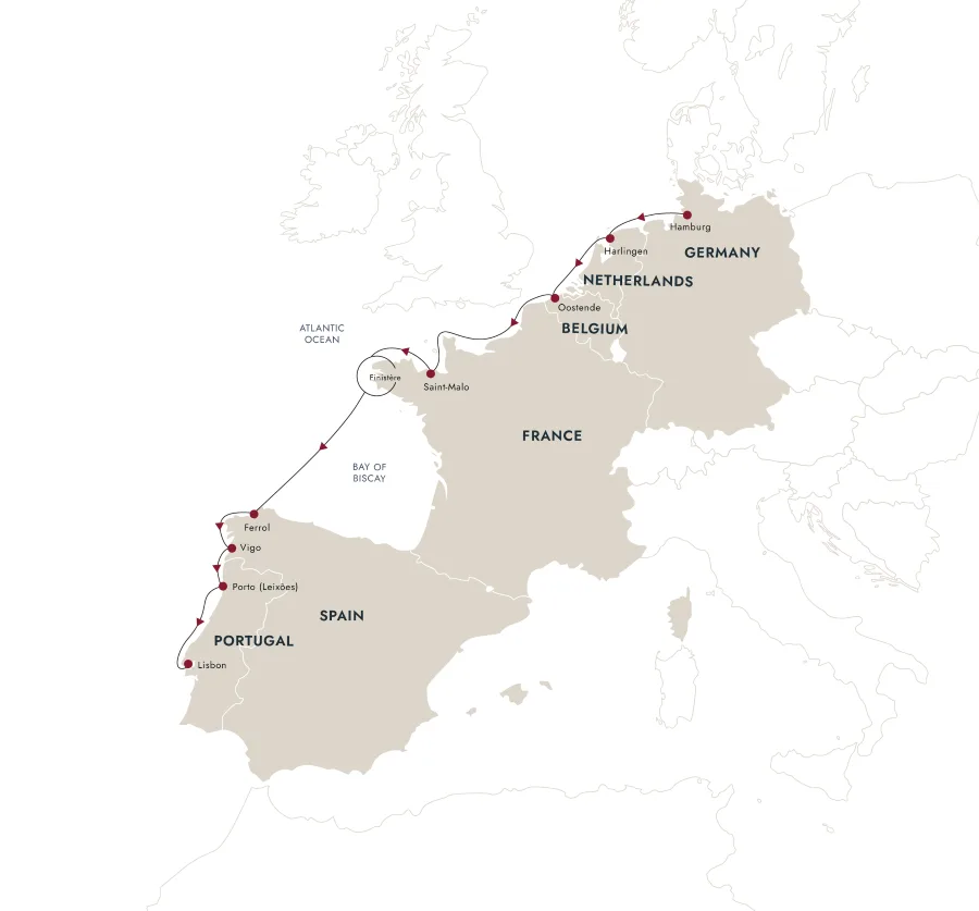 En karta över rutten till destinationen