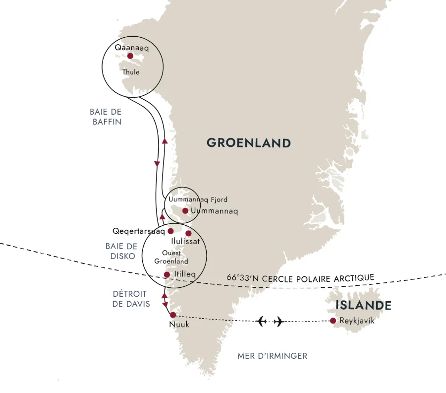 Carte de l'itinéraire de destination