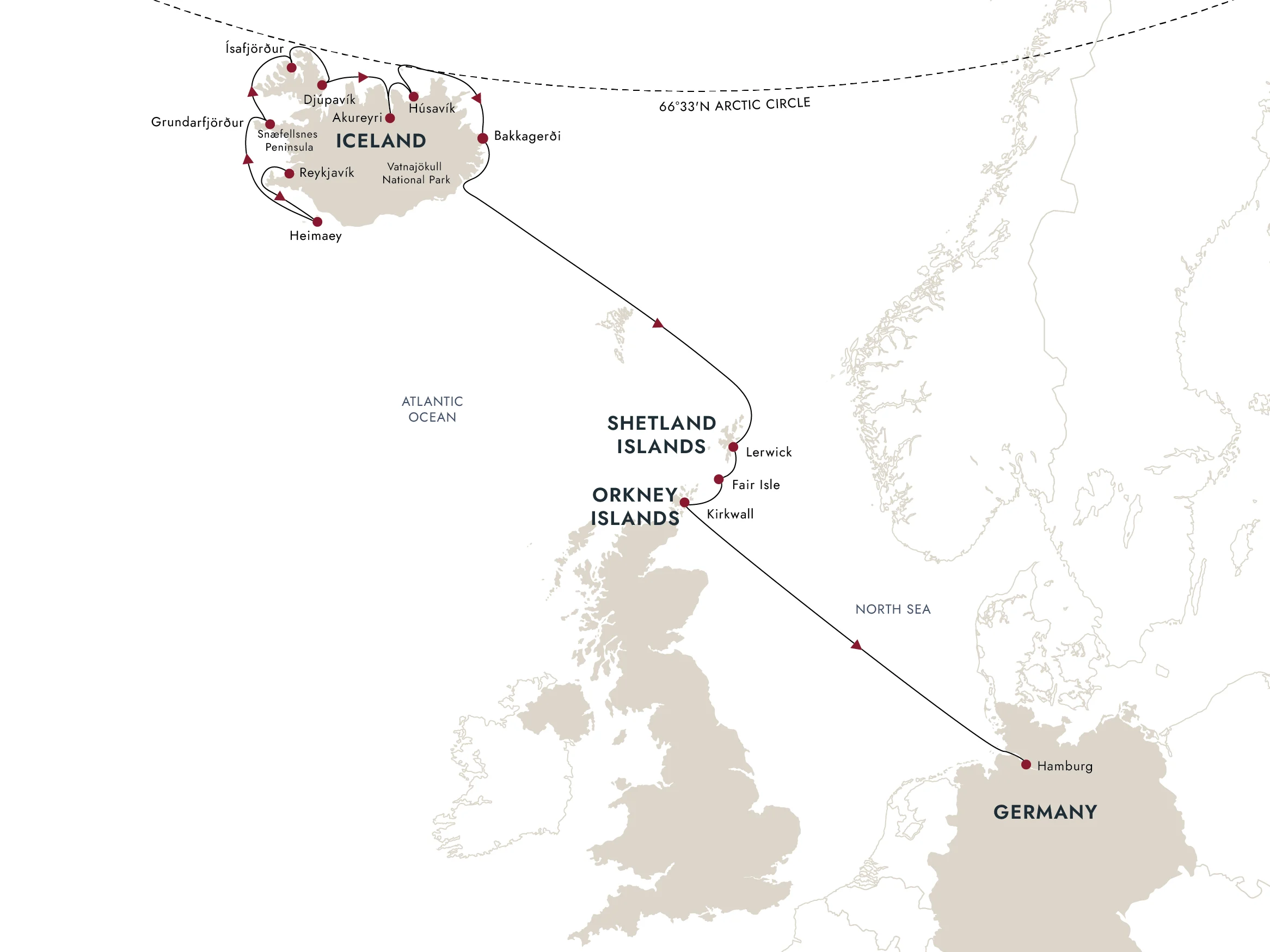 A map of the destination route