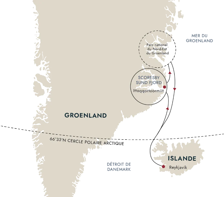 Carte de l'itinéraire de destination