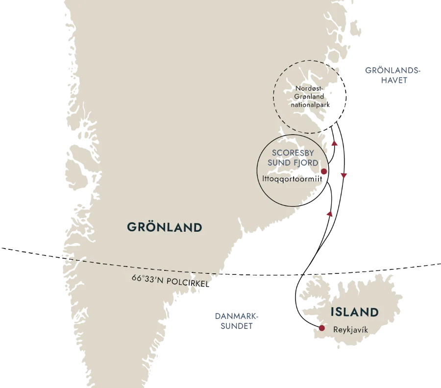 En karta över rutten till destinationen