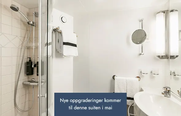 The bathroom in an Outside cabin (F2) onboard MS Fram. Credit: Clara Tuma
