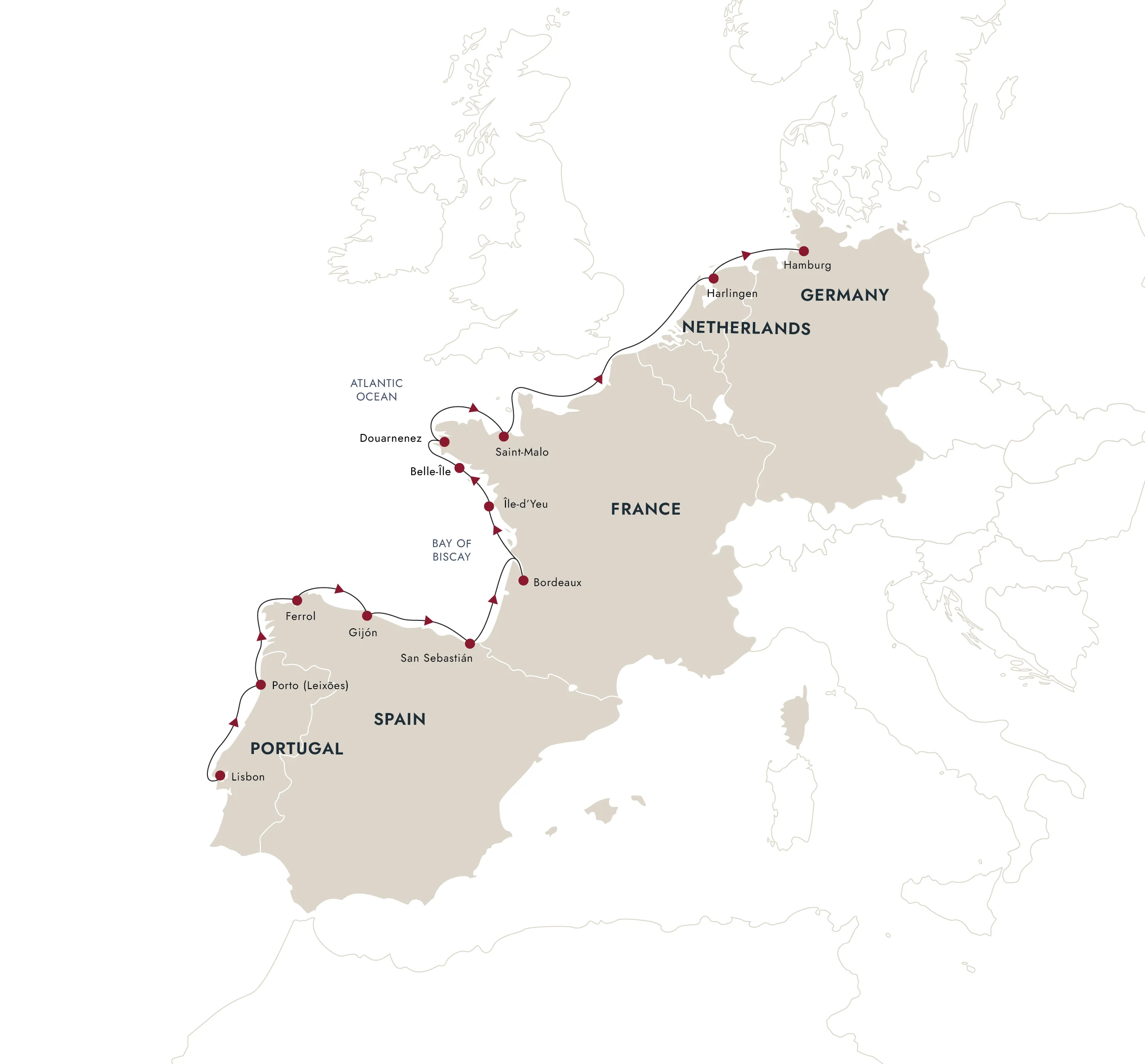 A map of the destination route