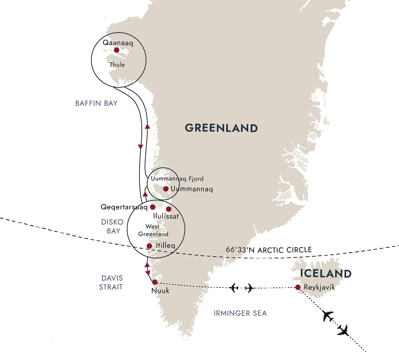 A map of the destination route