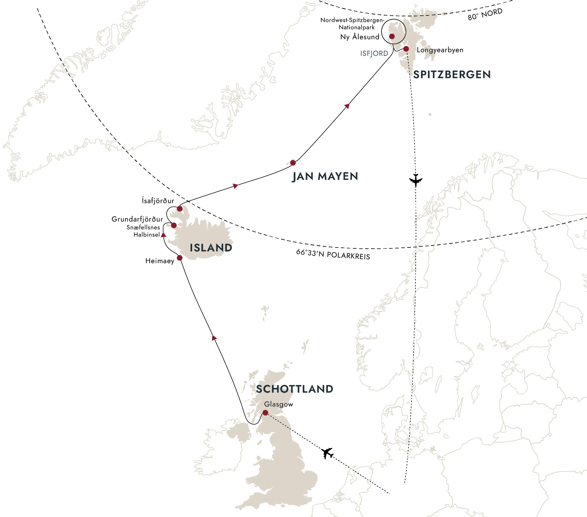 Eine Karte der Zielroute