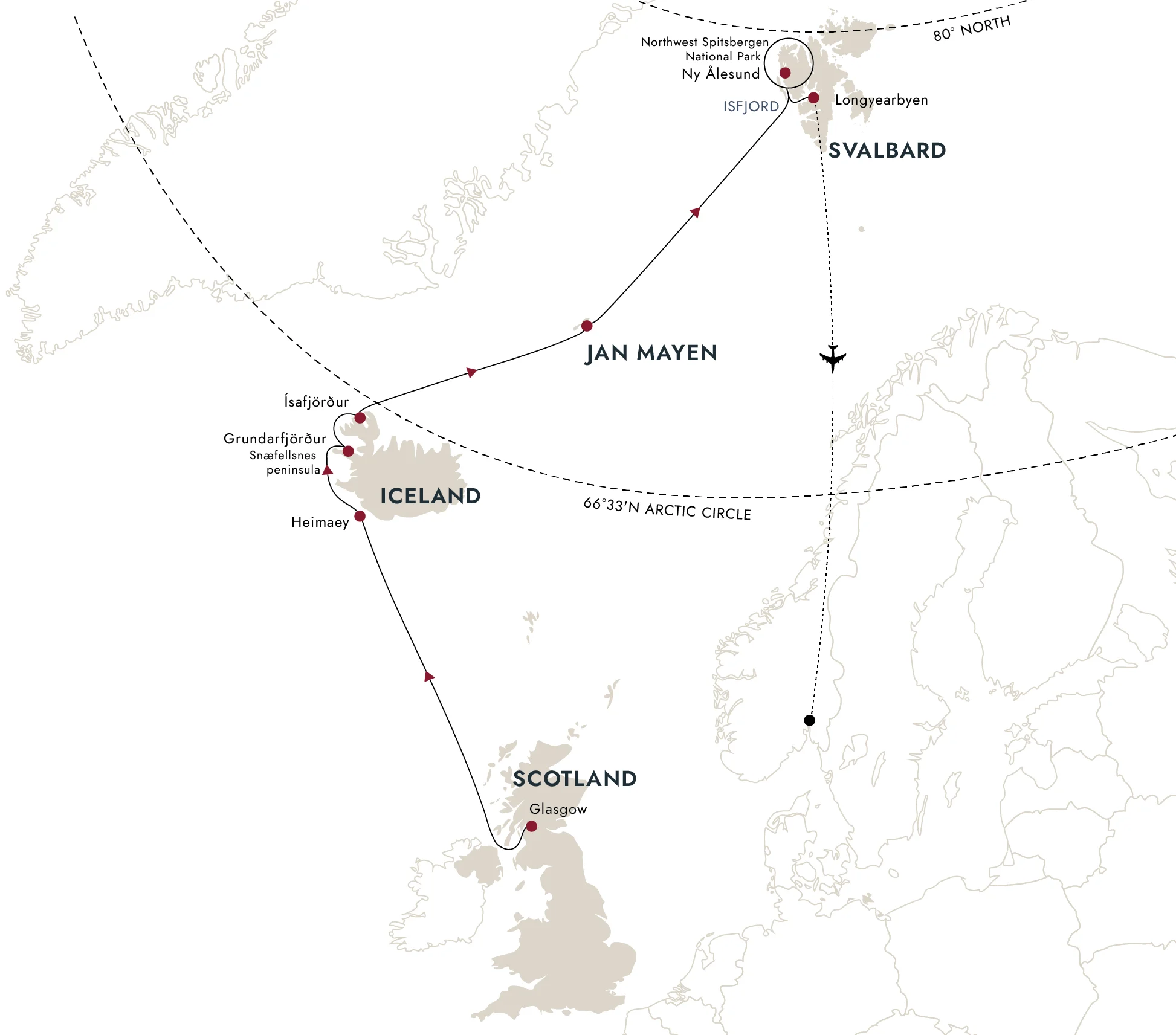 A map of the destination route