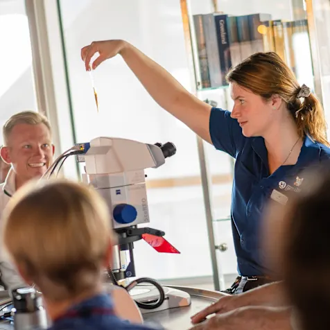 Lesson in the Science Centre onboard the Expedition Ship. Credit: HX Hurtigruten Expedition. 