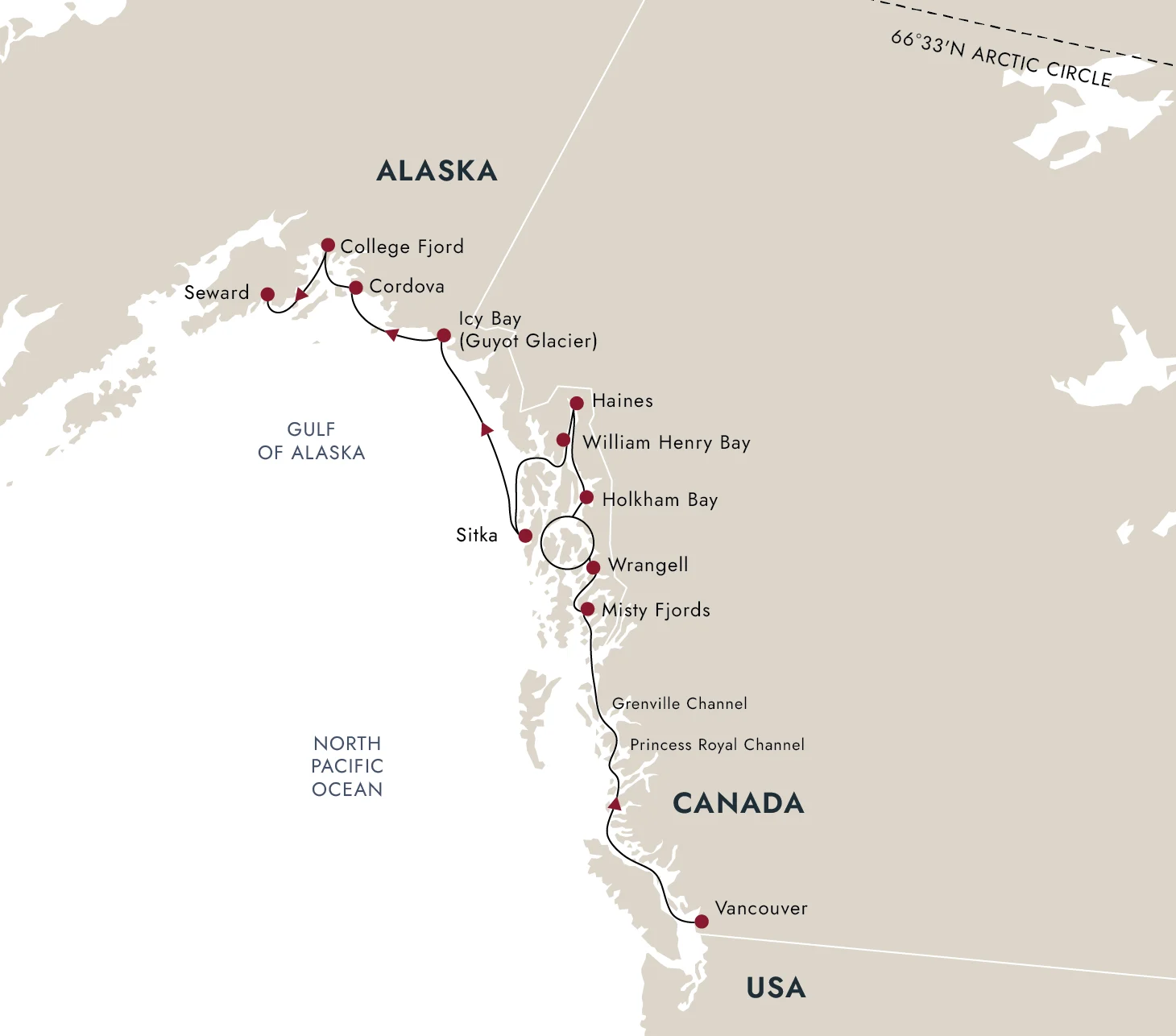 A map of the destination route