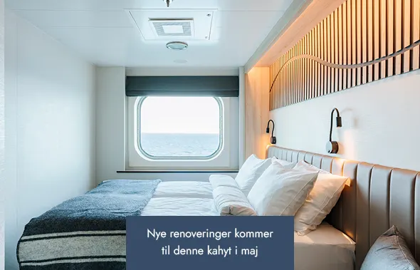 Bedroom in an Outside cabin (U) onboard MS Fram. Credit: Clara Tuma