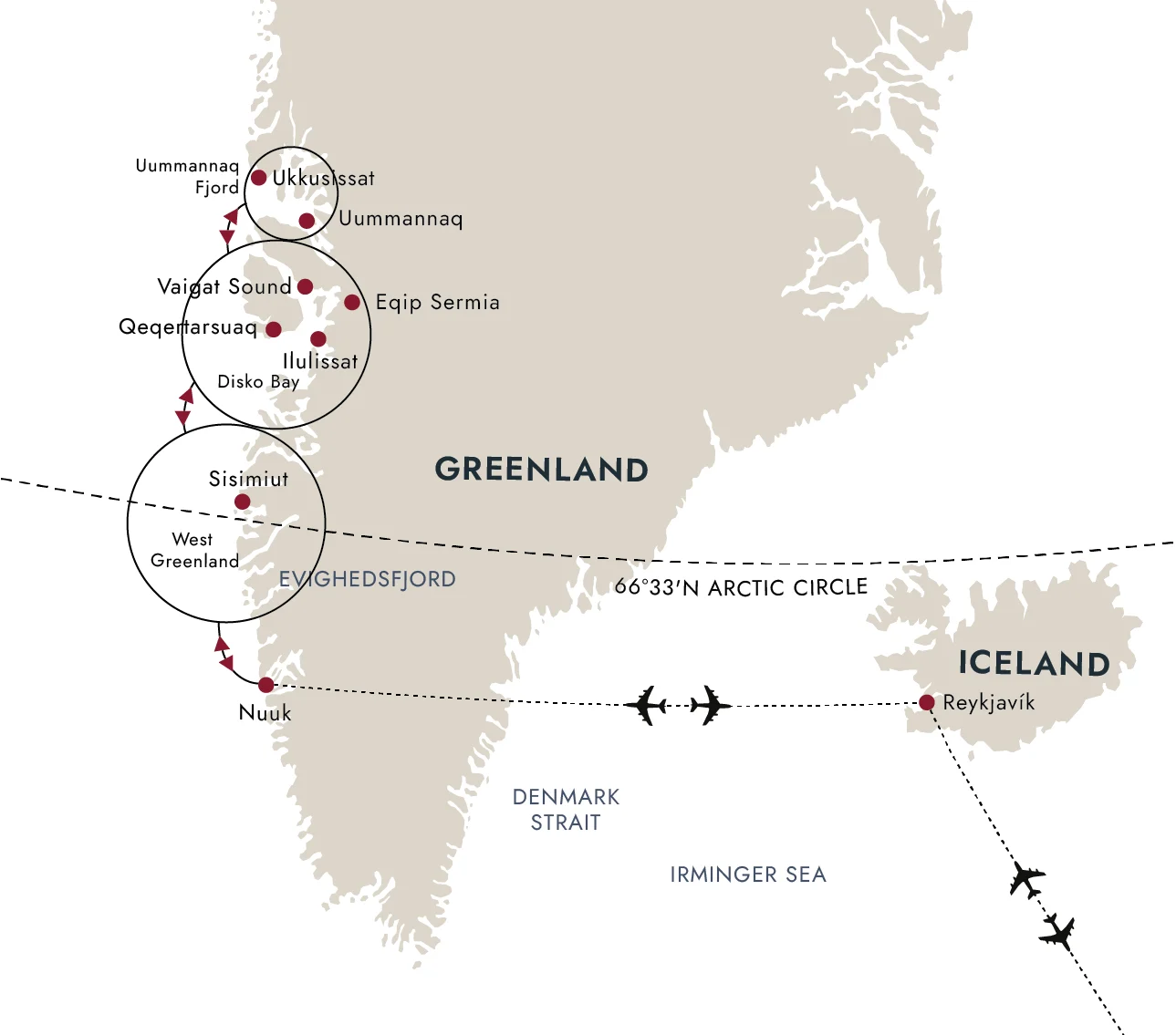 A map of the destination route