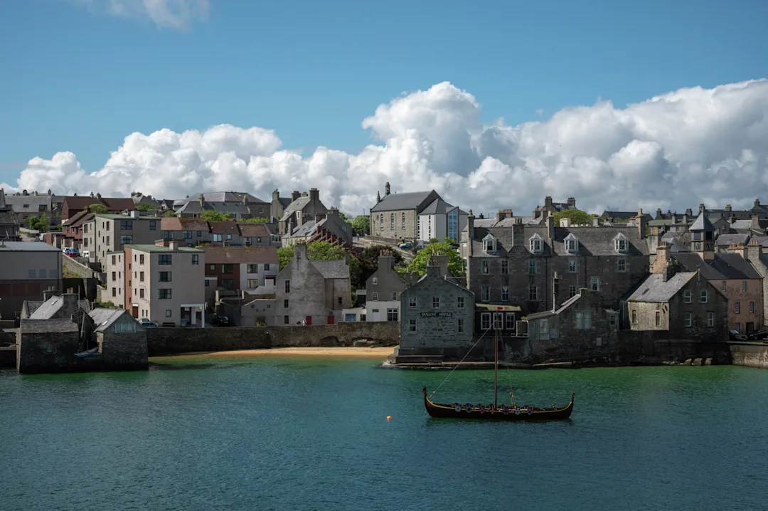 Beautiful old buildings in the charming city of Lerwick, Scotland. Credit: Kim Rørmark / Hurtigruten Expeditions