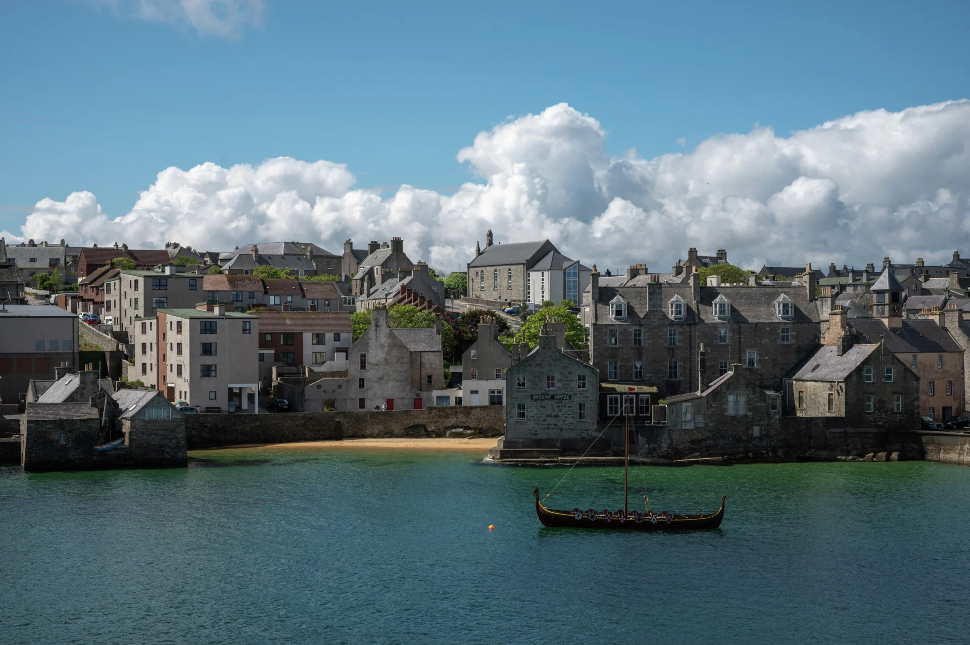 Beautiful old buildings in the charming city of Lerwick, Scotland. Credit: Kim Rørmark / Hurtigruten Expeditions