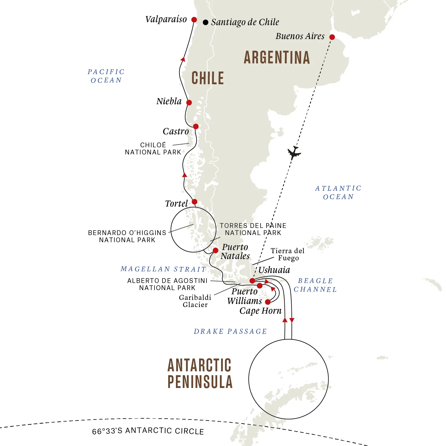 A map of the destination route