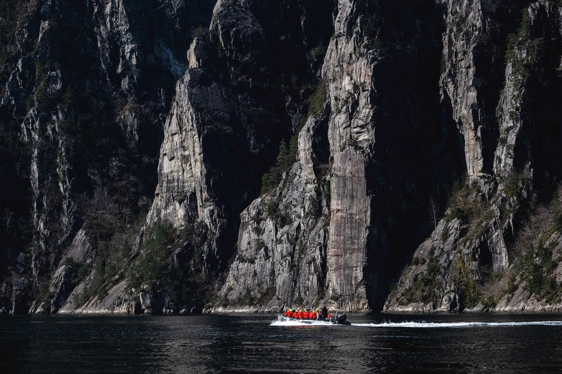 Expedition boat cruising in Lysefjord, Norway. Credit: Tommy Simonsen