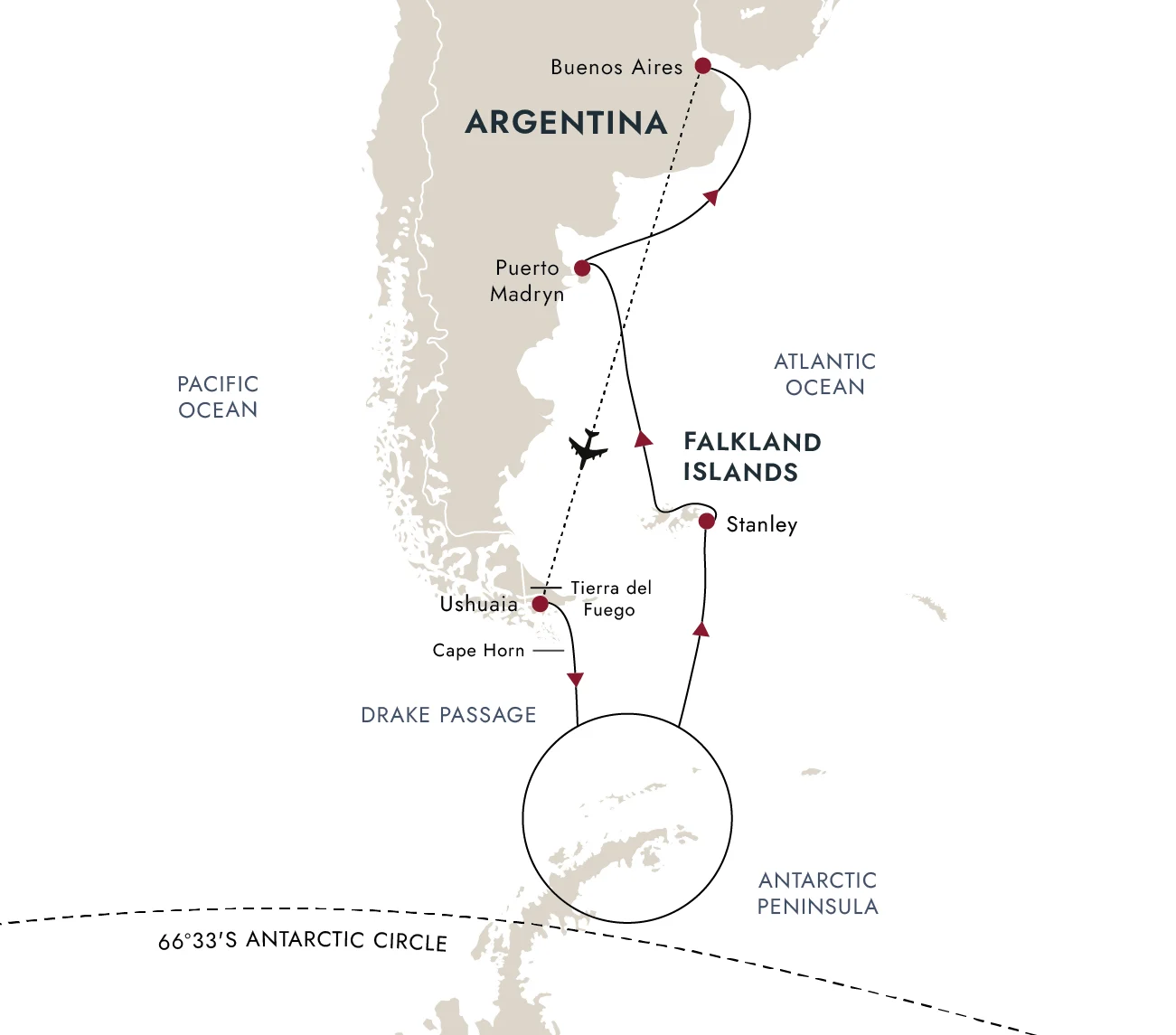 A map of the destination route