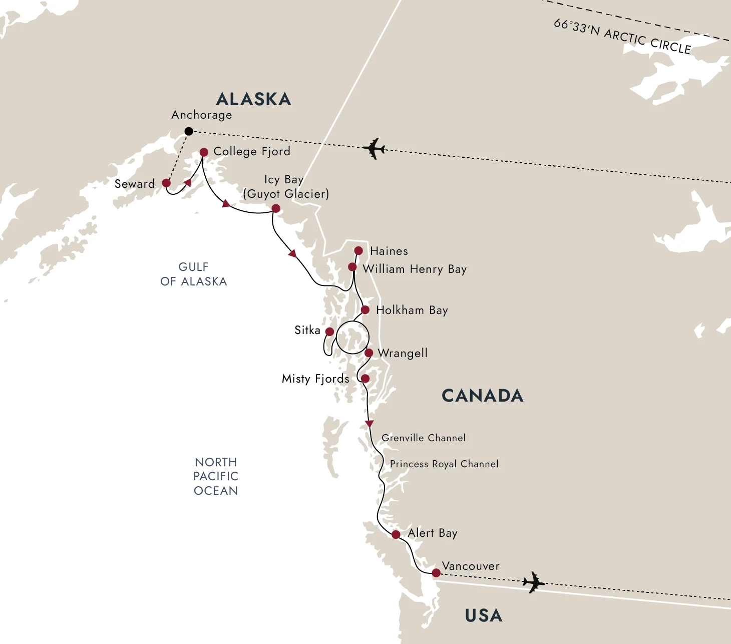 A map of the destination route