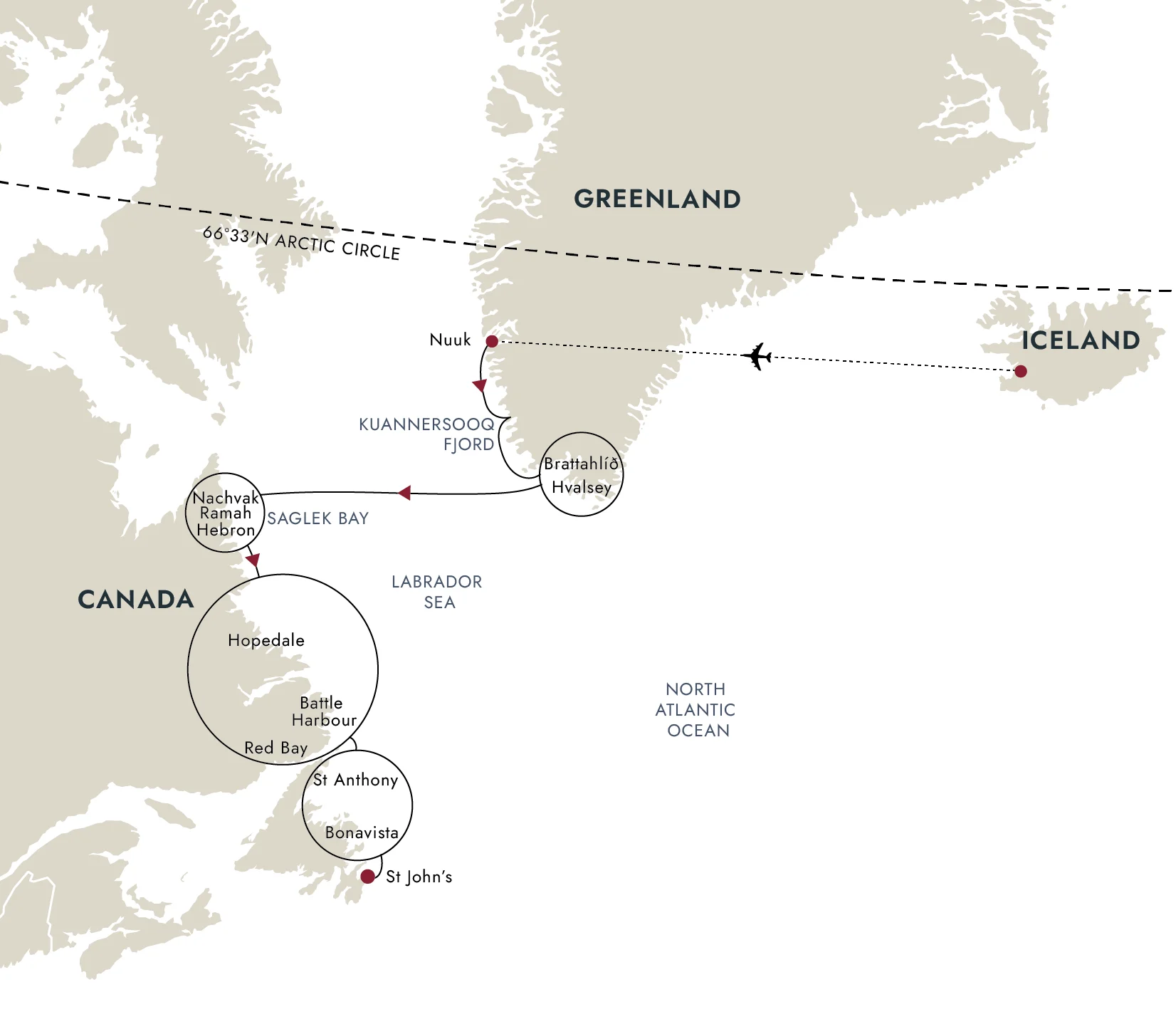 A map of the destination route