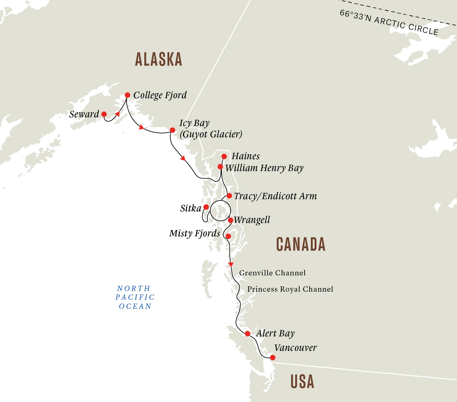 A map of the destination route