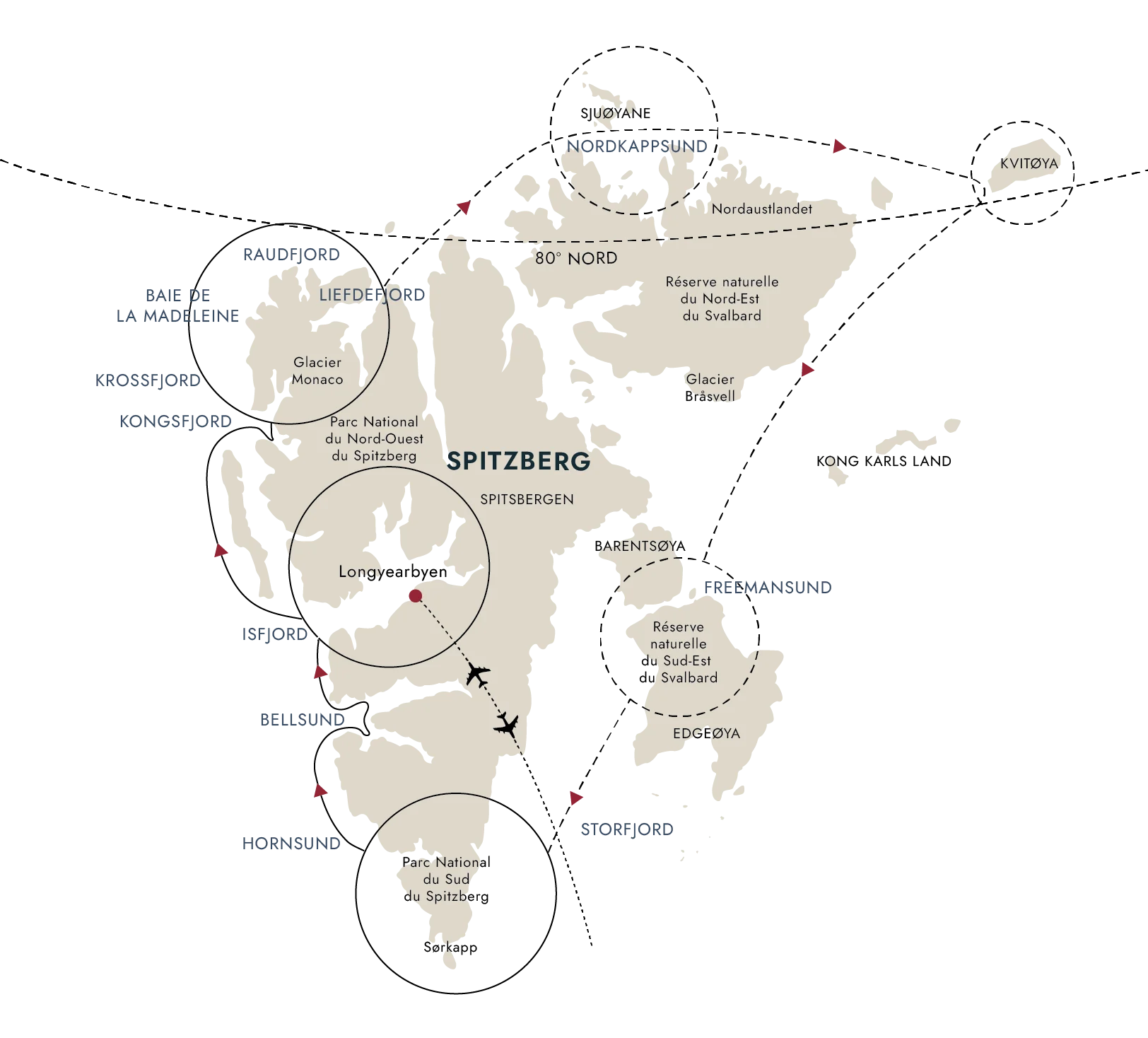 Carte de l'itinéraire de destination