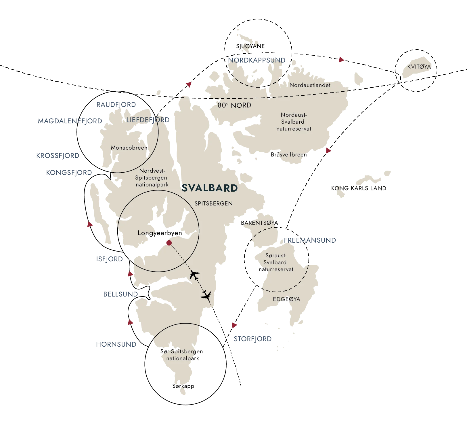 En karta över rutten till destinationen