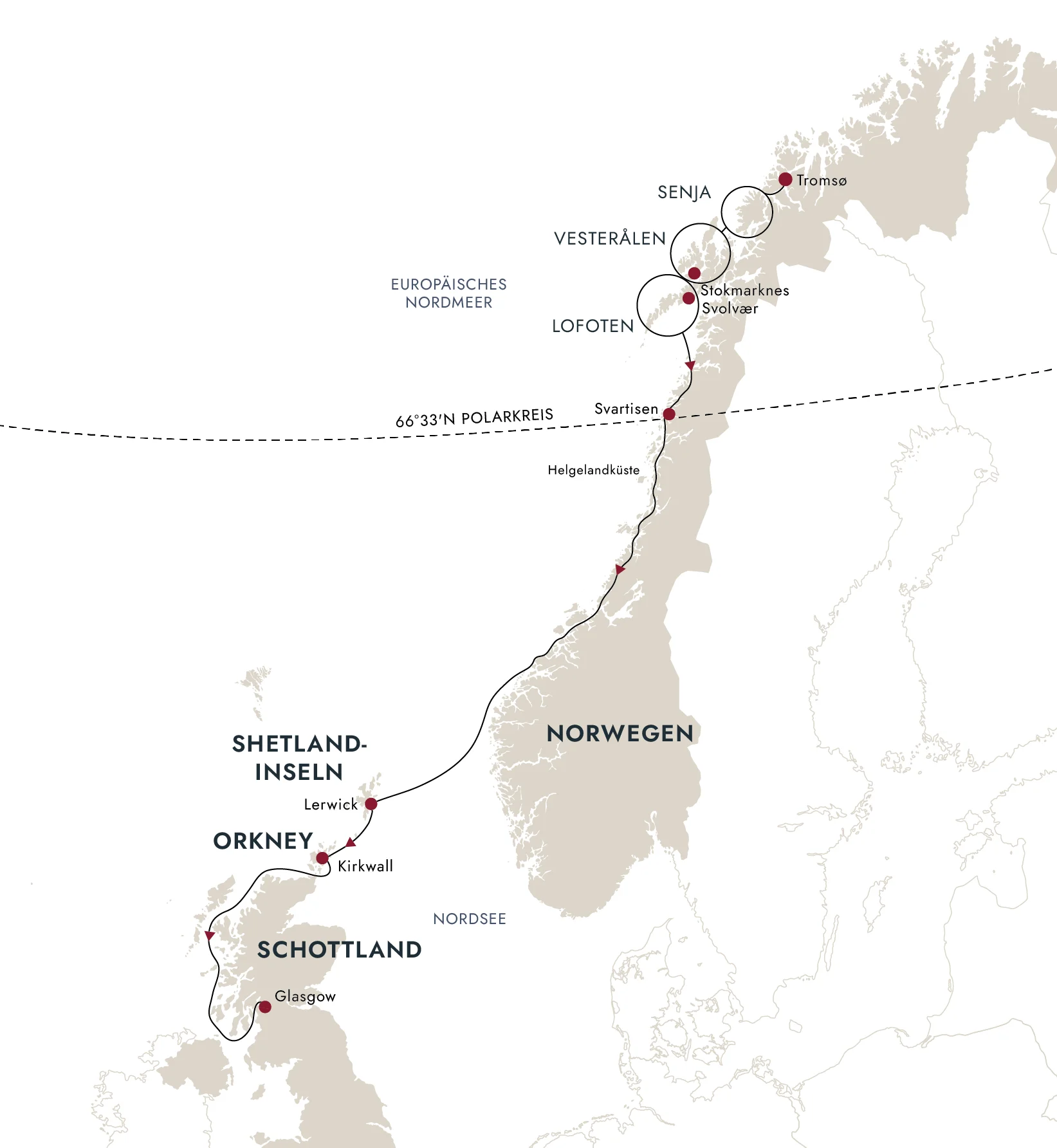 Eine Karte der Zielroute