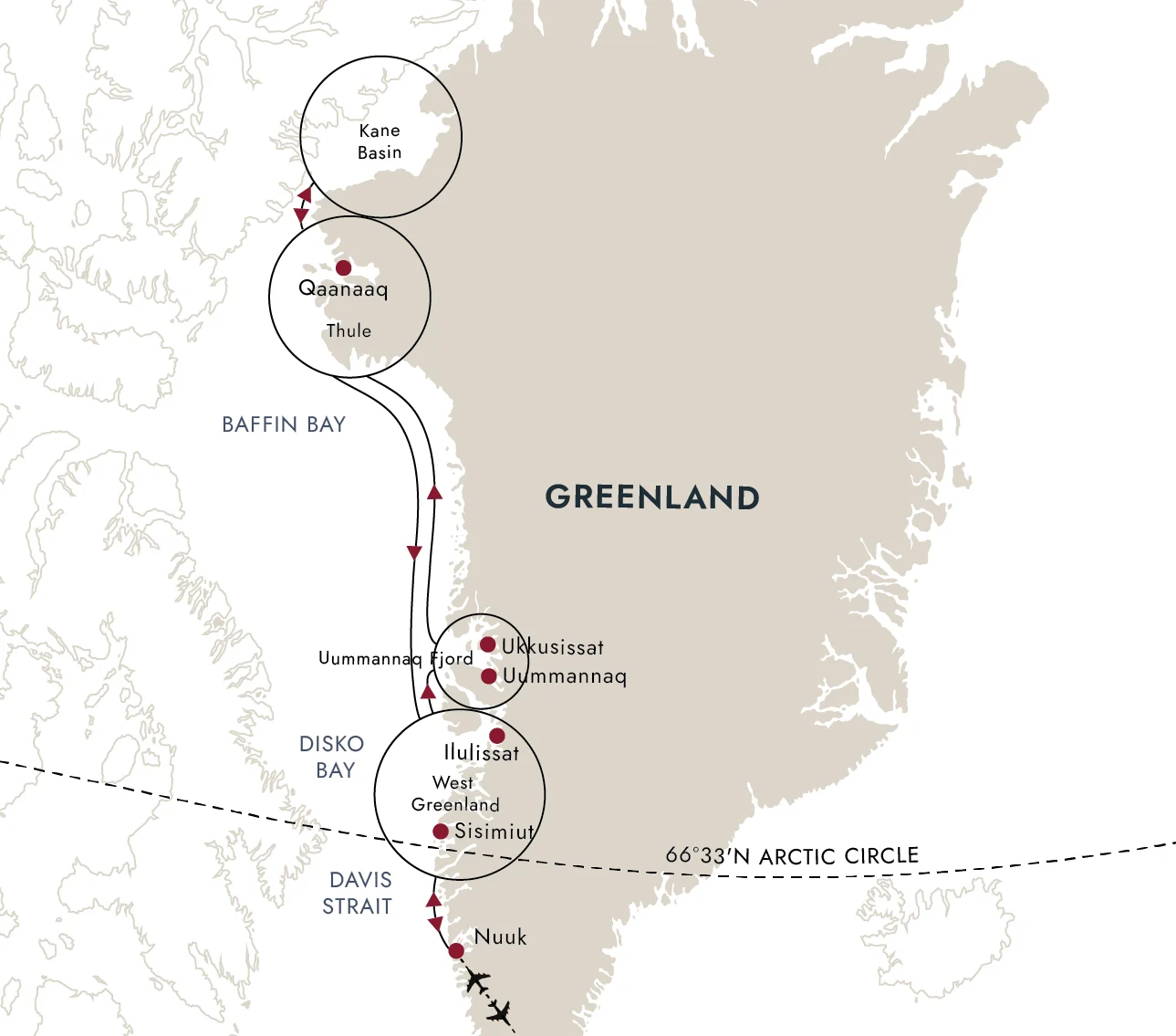 A map of the destination route