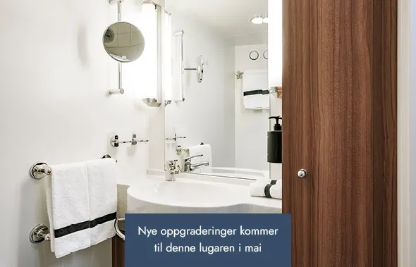 Bathroom in an Outside cabin | With limited view (F) onboard MS Fram. Credit: Clara Tuma