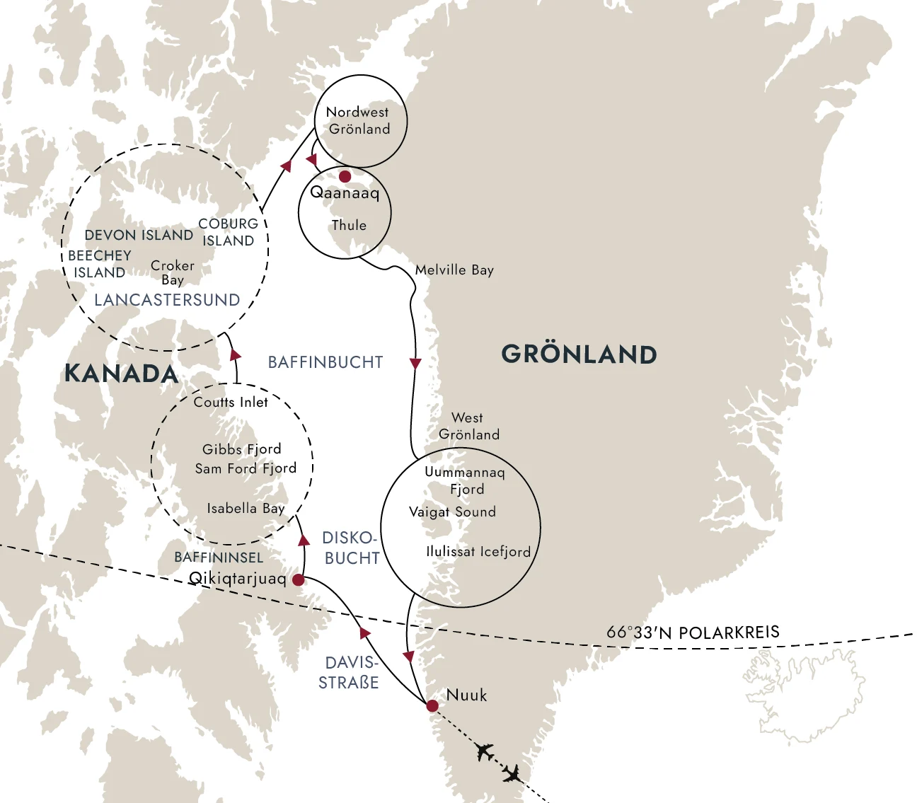 Eine Karte der Zielroute