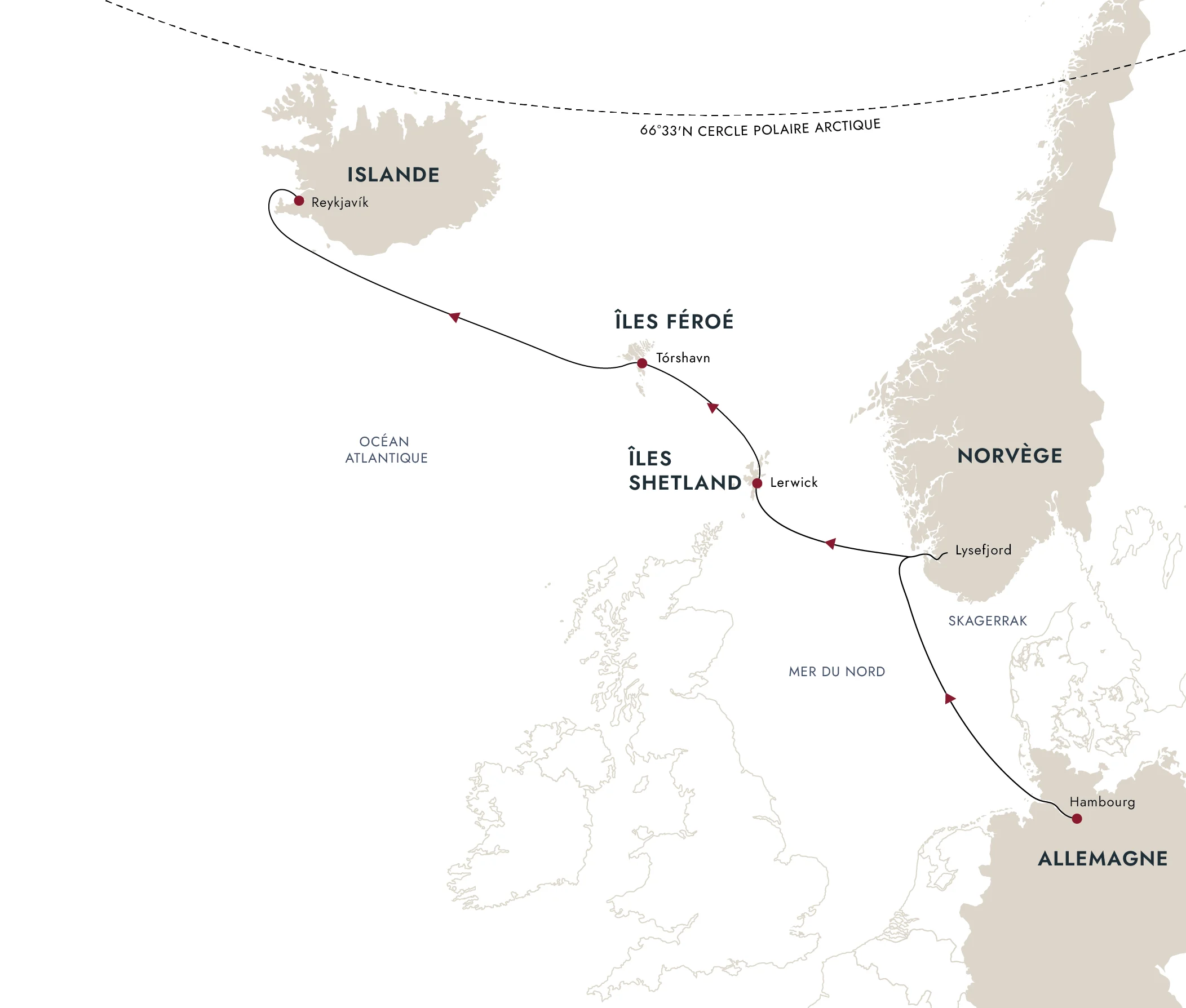 Carte de l'itinéraire de destination