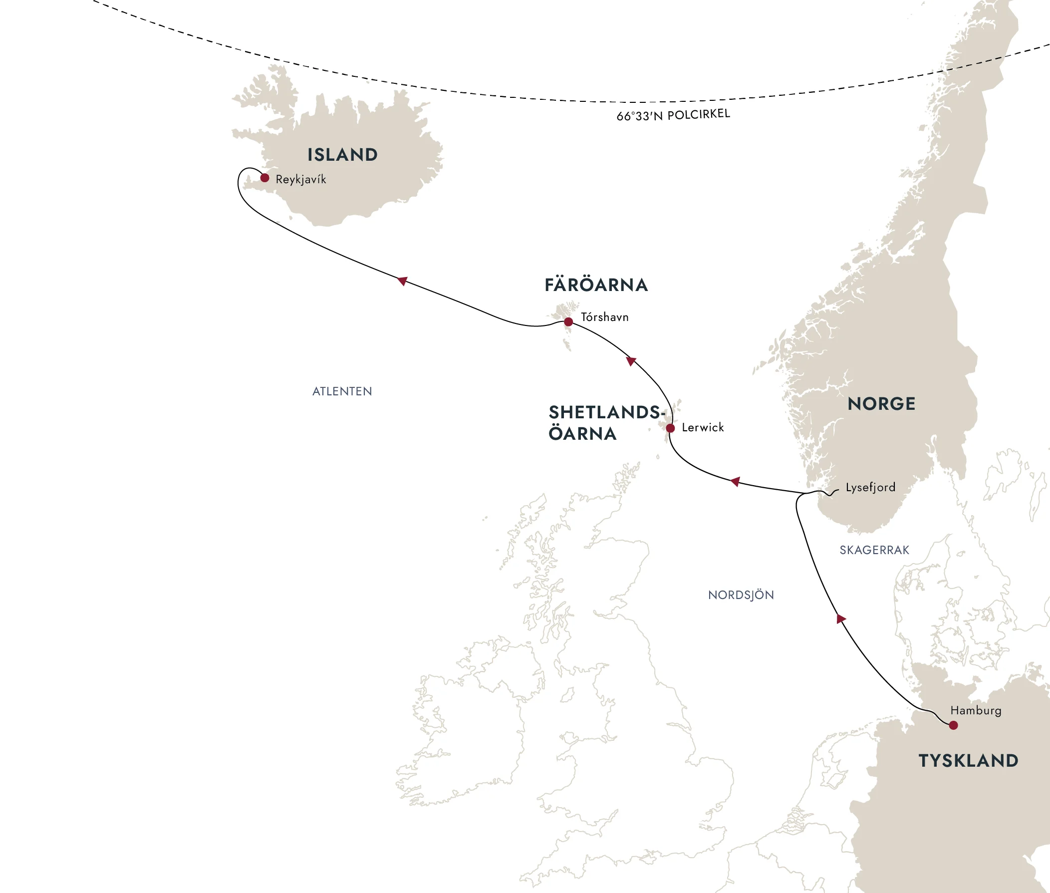 En karta över rutten till destinationen