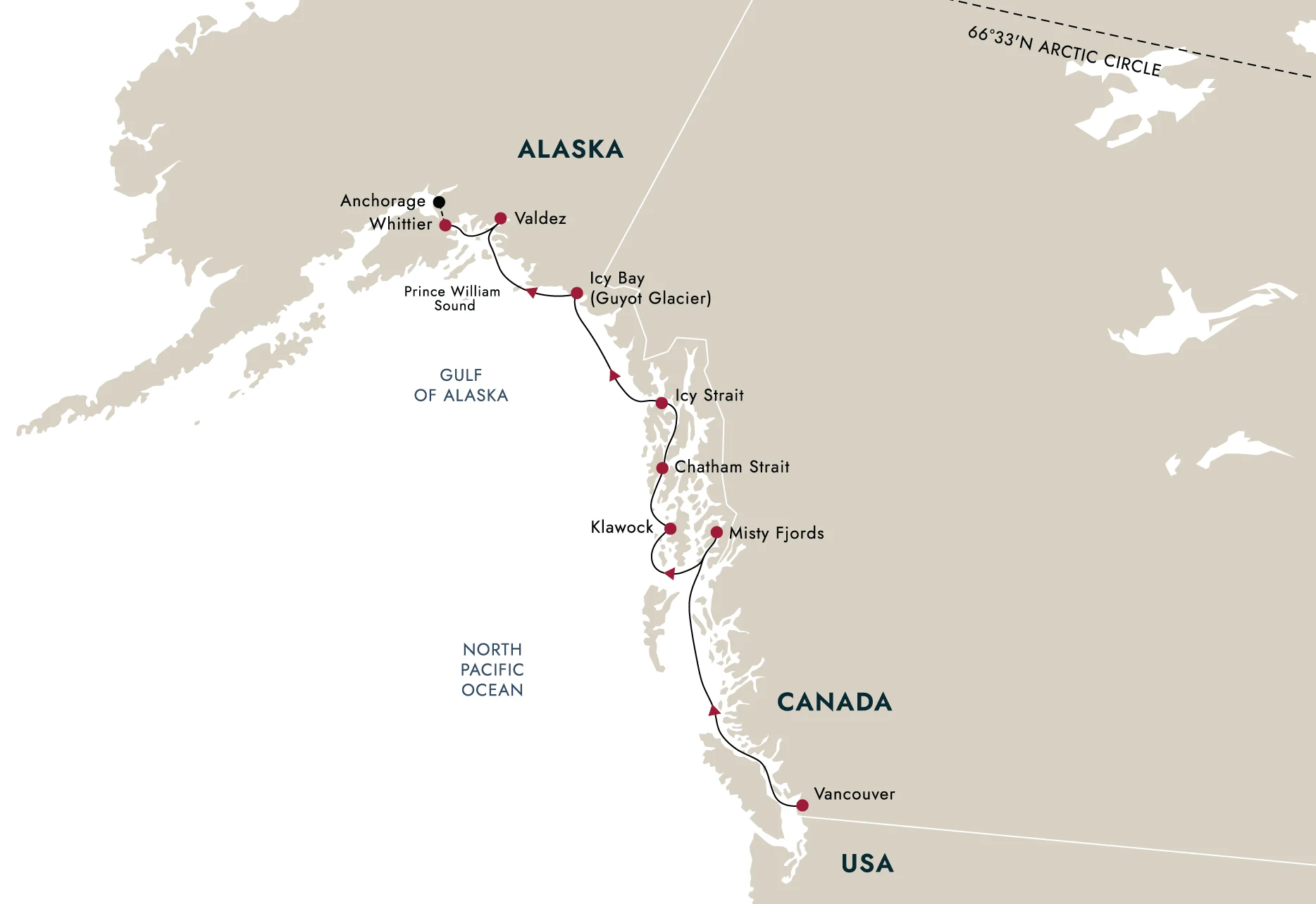 A map of the destination route